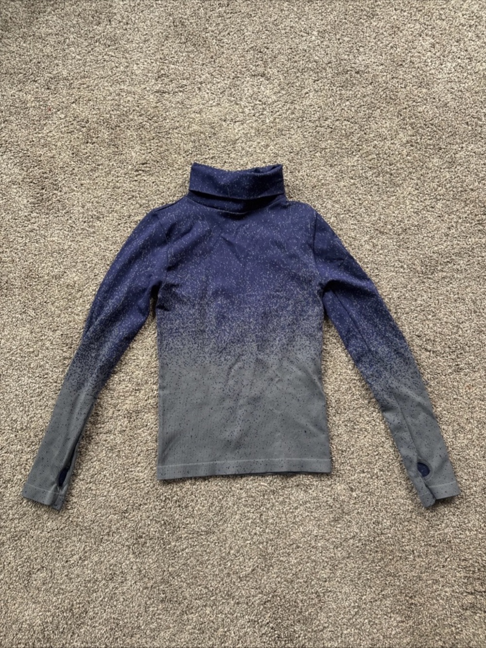 Zella Women’s XSmall Splatter Ombre TurtleNeck Sweater - Navy to Gray EUC